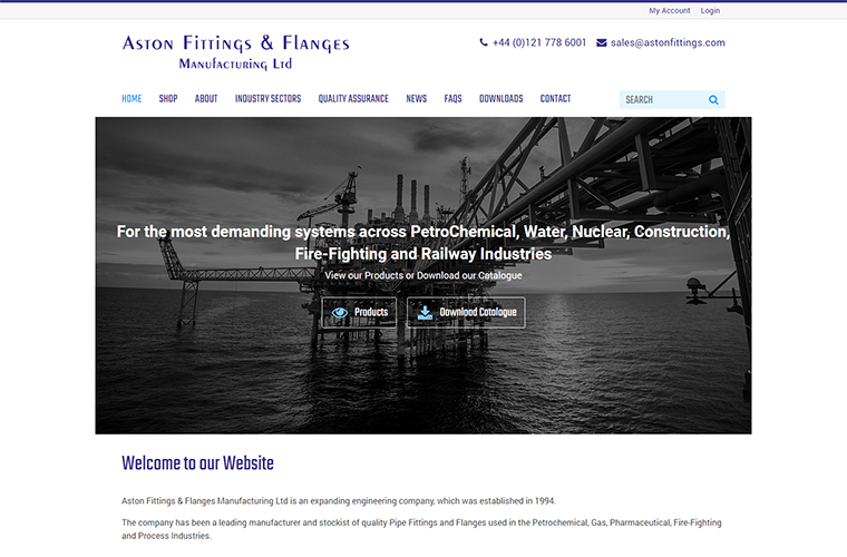 The Aston Fittings e-commerce website design