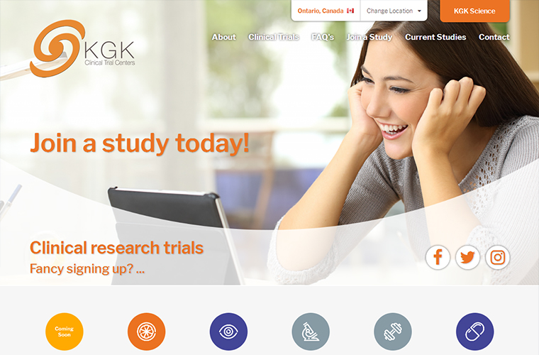 The KGK Science website was specifically designed to the needs of our client