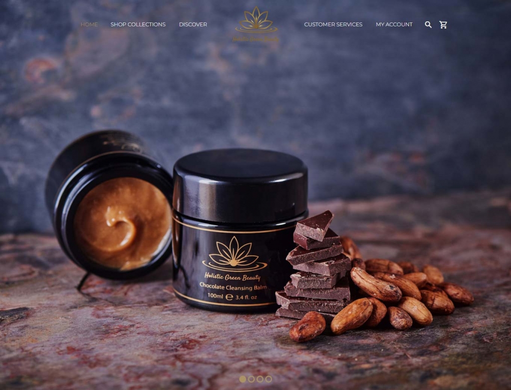 Luxury skincare products feature on this ecommmerce web design home page