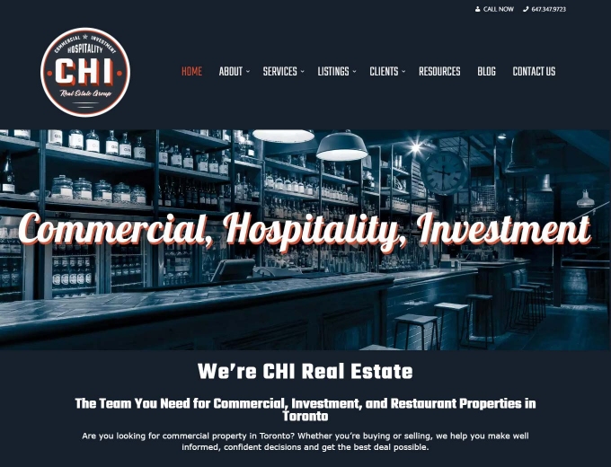 Landing page of CHI's web design