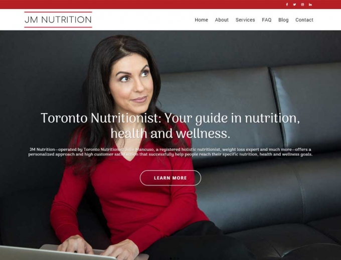 Julie Mancuso featured on her websites home page.
