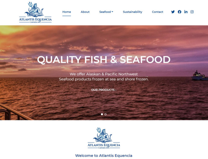 Home page of Atlantis Equencia web design