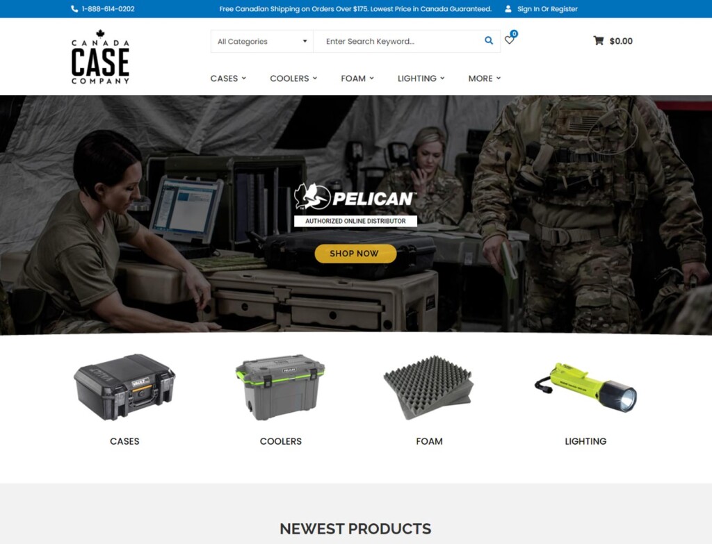 Cases and coolers feature on website home page