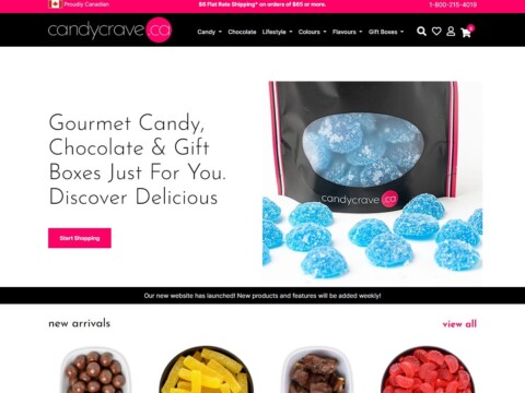 Selection of candy goods on website home page