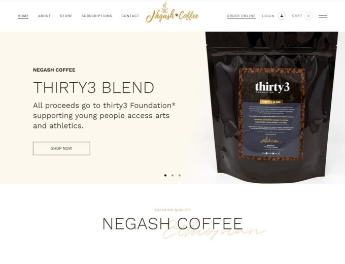 Coffee packets galore on the website home page.