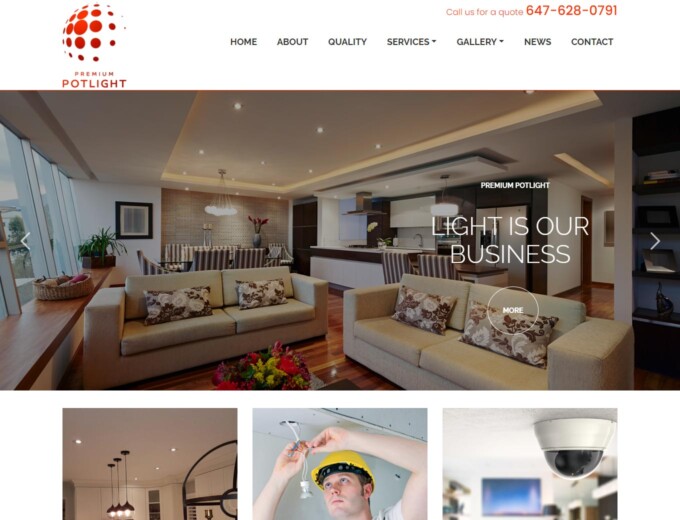 Homepage of Premium Potlight web design